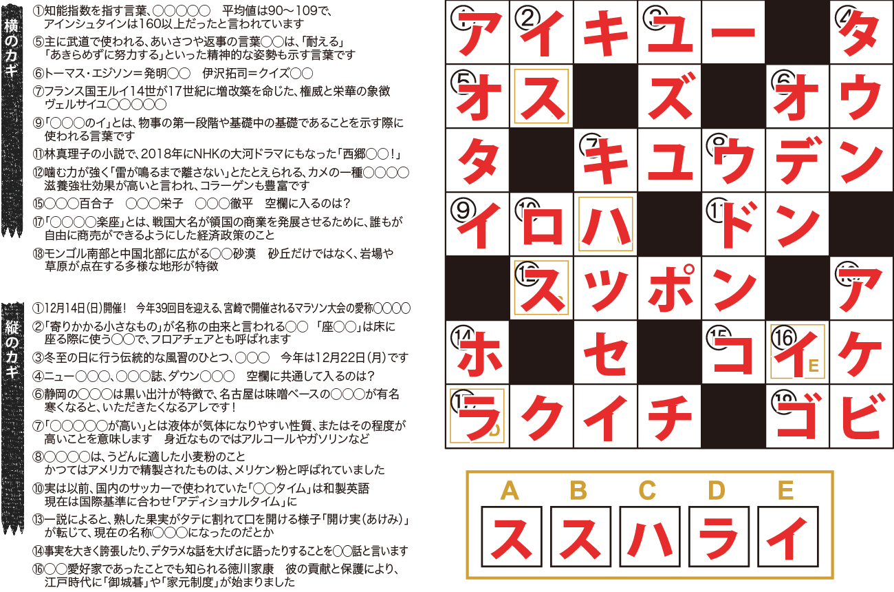 クロスワードの答え